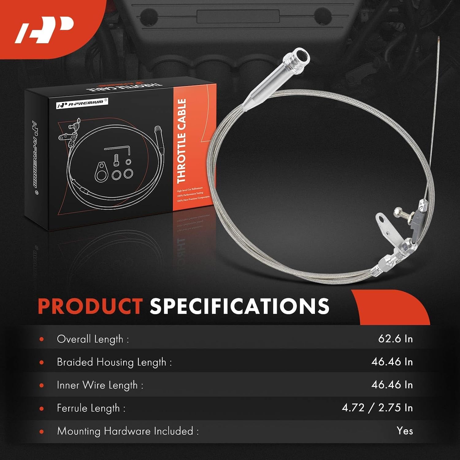 A-Premium 700R4 Transmission Kick Down Cable Kit - Compatible with Chevy, Pontiac, Oldsmobile, Cadillac, Buick, GMC Transmission - Braided Stainless Steel Transmission Detent Kickdown Trans Wiring Kit