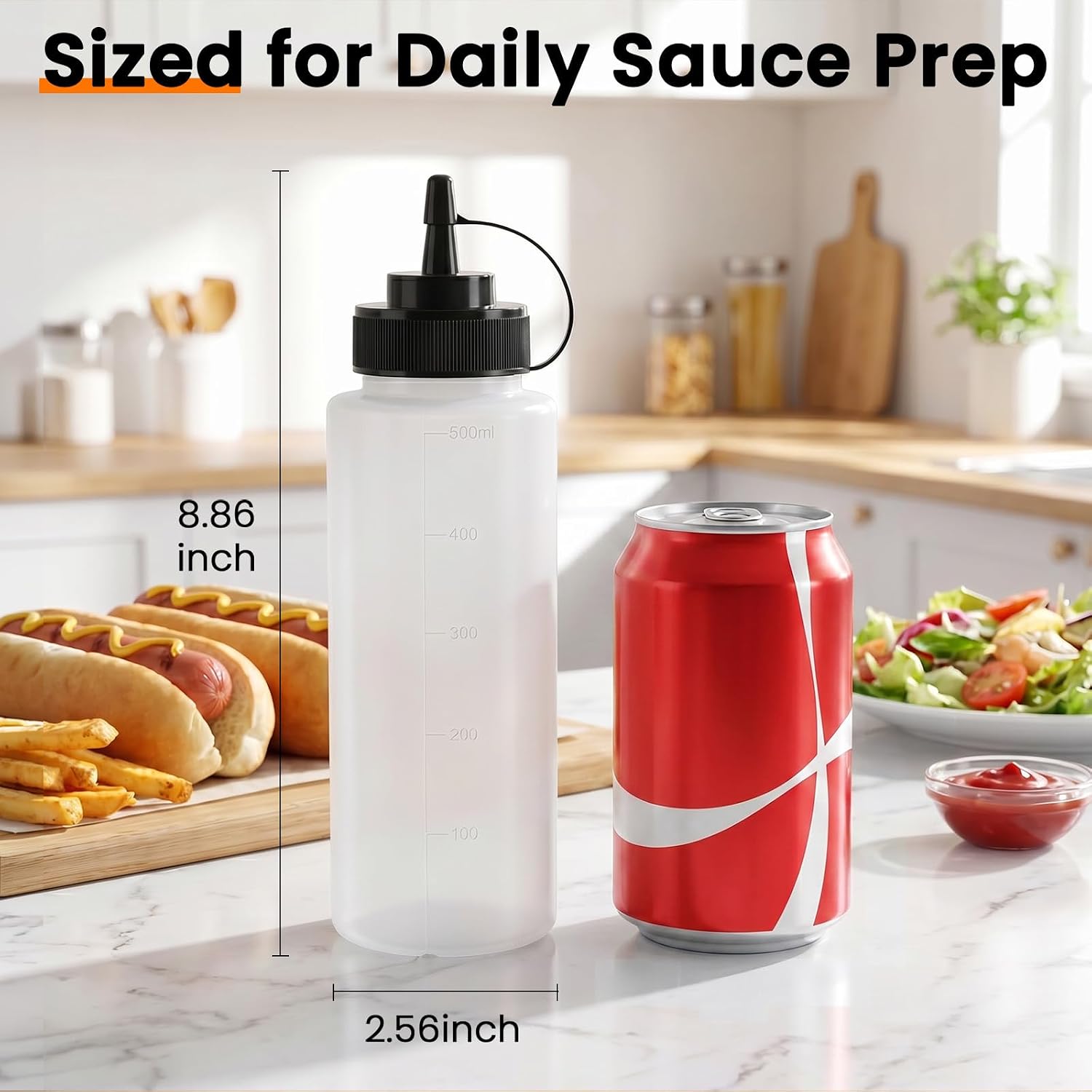 OAMCEG 16oz Condiment Squeeze Bottles, Plastic Sauce Bottles, 4 Pack
