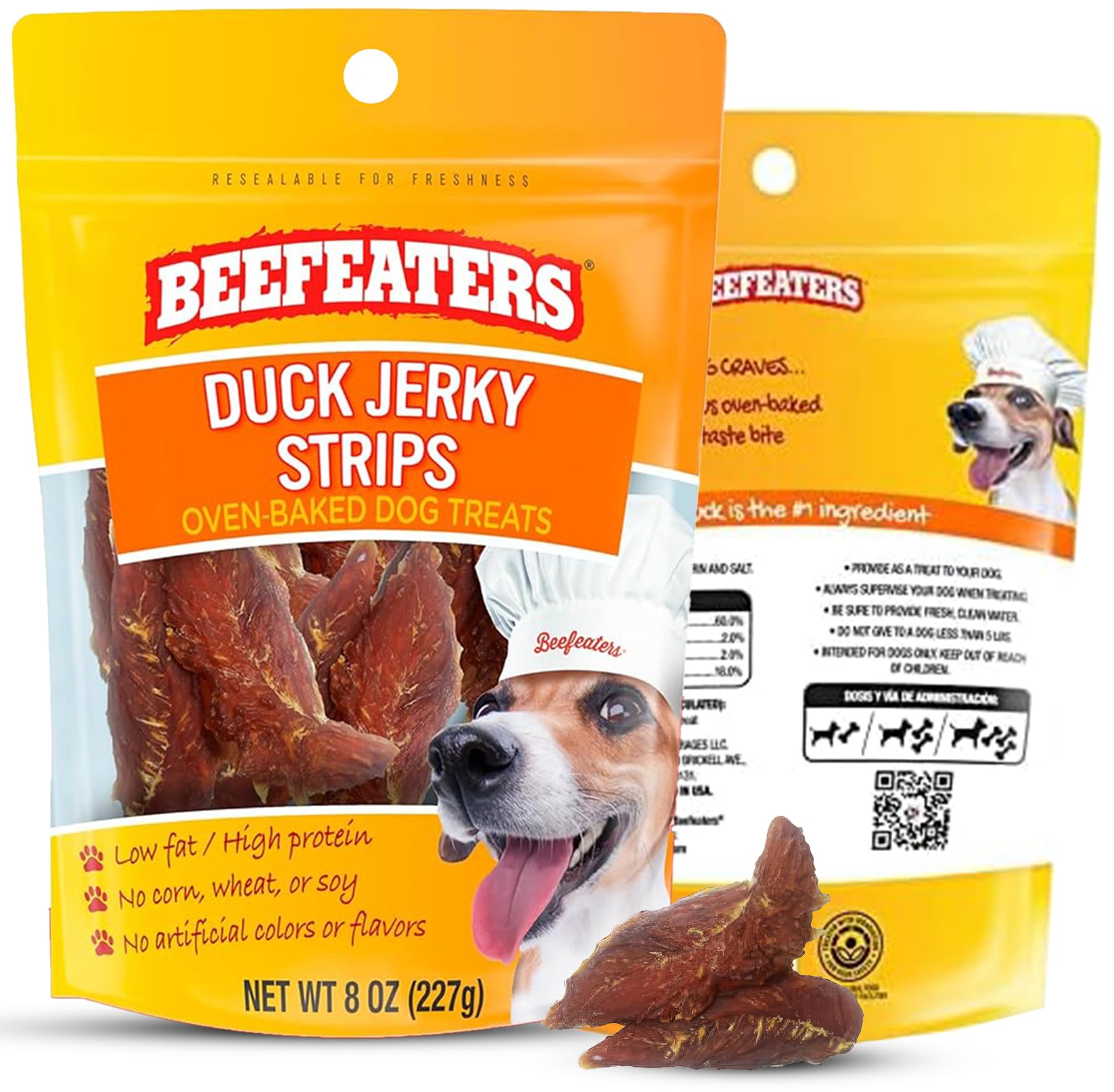 Beefeaters Duck Jerky Strips for Dogs – Dog Treat. Oven-Baked, High Protein, Low Fat, No Corn, Soy, or Wheat, Ideal for Training