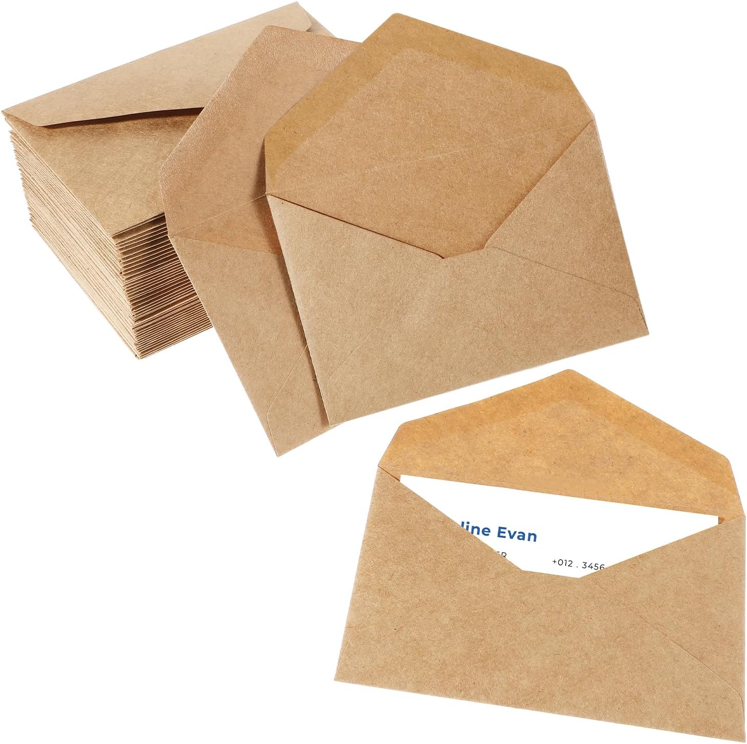 400 Pcs Kraft Gift Card Envelopes Bulk Mini Brown Envelopes 4.13” x 2.76” Small Save the Date Holders Sleeves for Greeting Cards Invitations Business Notes