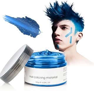 Blue Hair Color Wax Pomades 4.23 oz - Natural Hair Coloring Wax Material Disposable Hair Styling Clays Ash for Cosplay, Party (Blue)