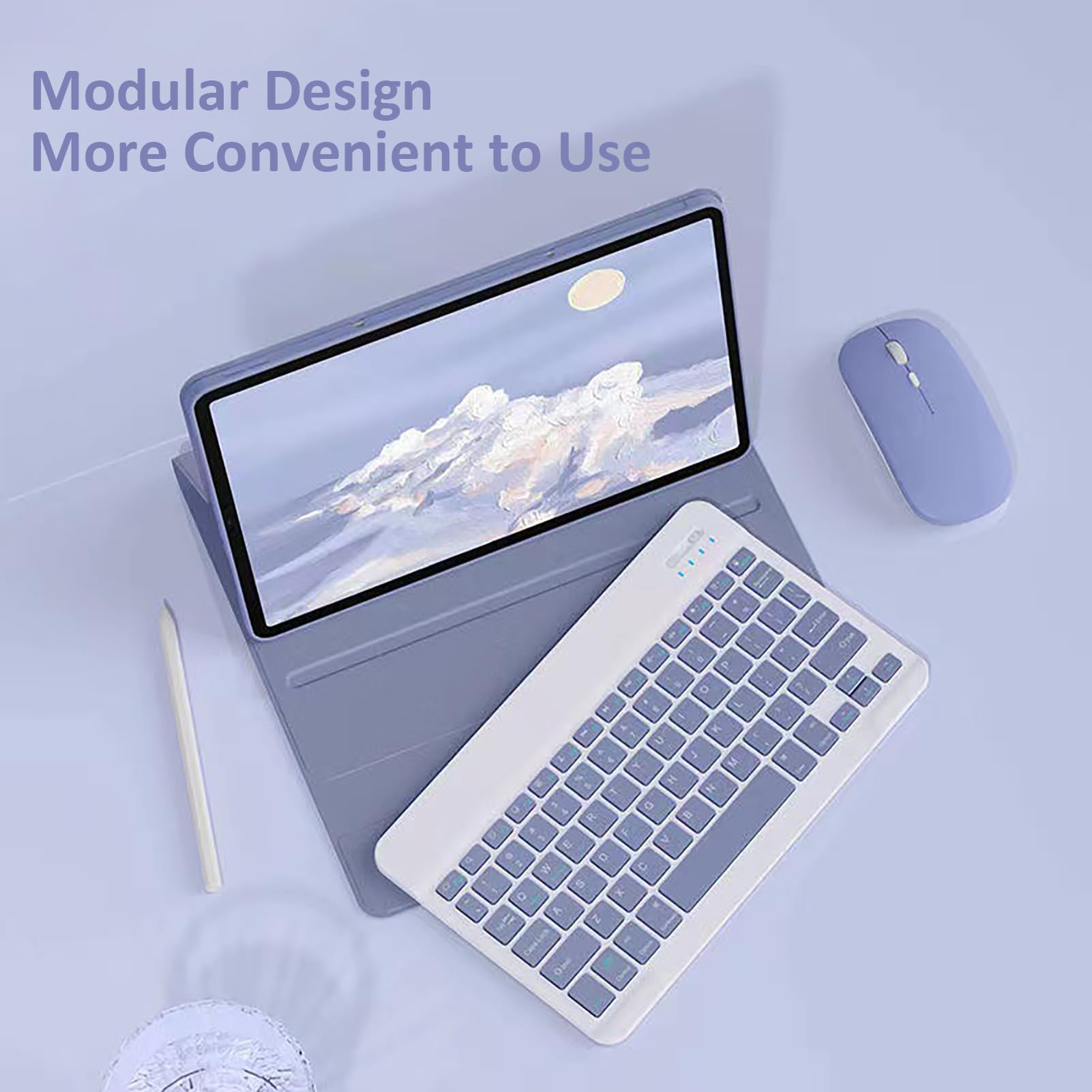 Etui na klawiaturę do Honor Pad 8 30.5 cm, odłączana bezprzewodowa klawiatura Bluetooth, mysz Bluetooth, elegancka czerń