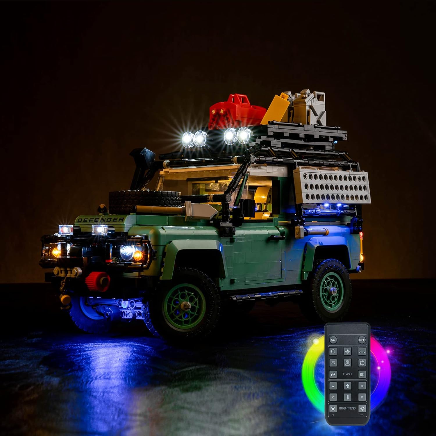 BrickBling LED Lighting Compatible with Lego Land Rover Defender 90 Model Car (No Model), New 2023 Light kit Compatible with Lego 10317 Car-Remote Control Version