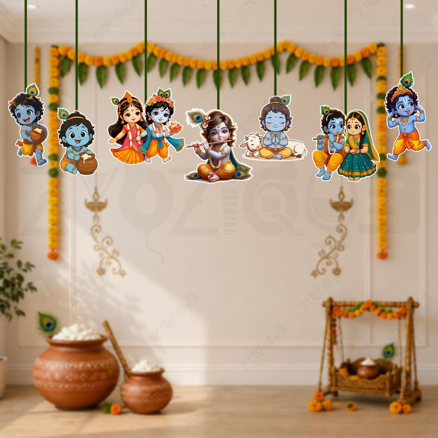 Janmashtami Ceiling Decorations - BalGopal Cutouts -1