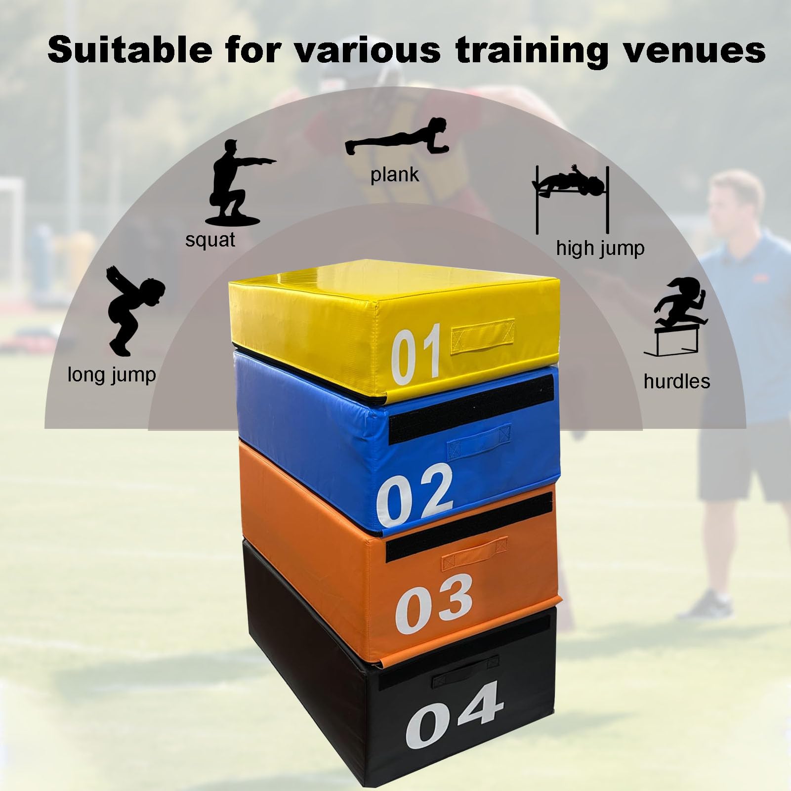 Soft Plyo Box - Caja de entrenamiento apilable 4 en 1 para gimnasio en casa y ejercicio al aire libre