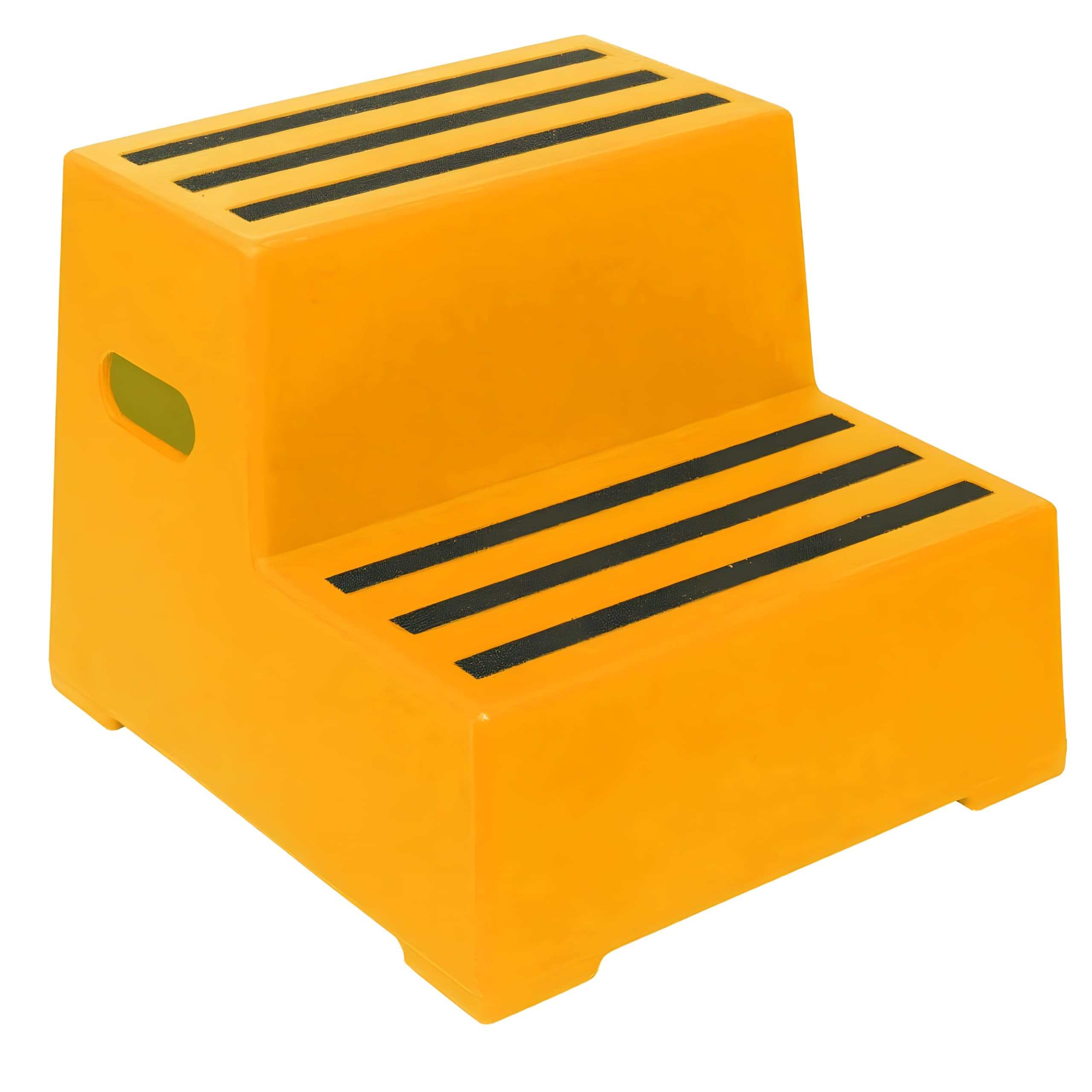 2 peldaños de seguridad resistentes, capacidad de 260 kg, de plástico moldeado, industrial, antideslizante, plataformas ecuestres (amarillo)