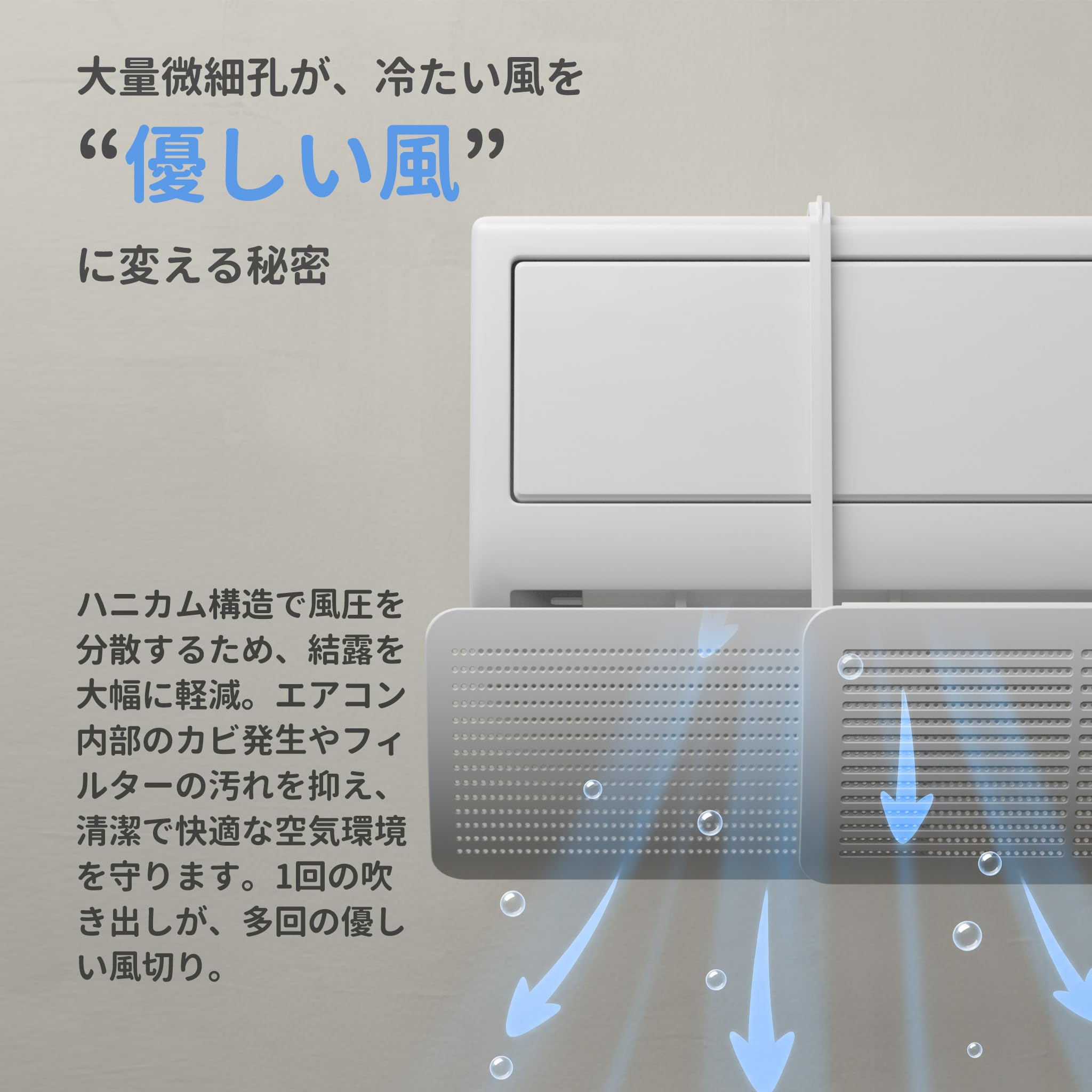 伸縮式エアコン風よけカバー 風向き調整板 直撃風防止 空気循環 掛け臂取り付け 工具不要 冷房暖房兼用 結露対策 節電 壁掛けエアコン対応 サイズ調整可能 幅65-113cm 取り付け簡単 白 SOYAMA