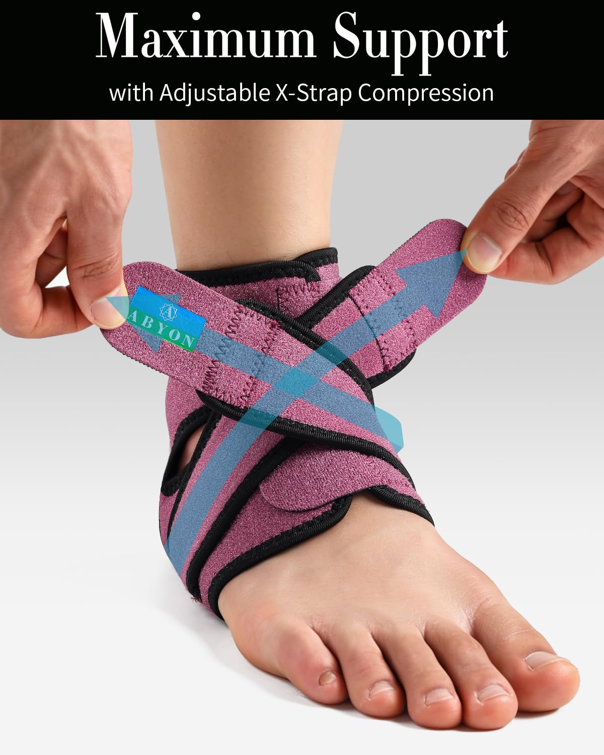 ABYON Ankle Brace for Men & Women,Breathable Neoprene Ankle Support with Adjustable Figure-8 Straps for Customizable Support , Ankle Wrap Compression Sleeve for Plantar Fasciitis Relief, Arthritis, Tendonitis, Ankle Sprain