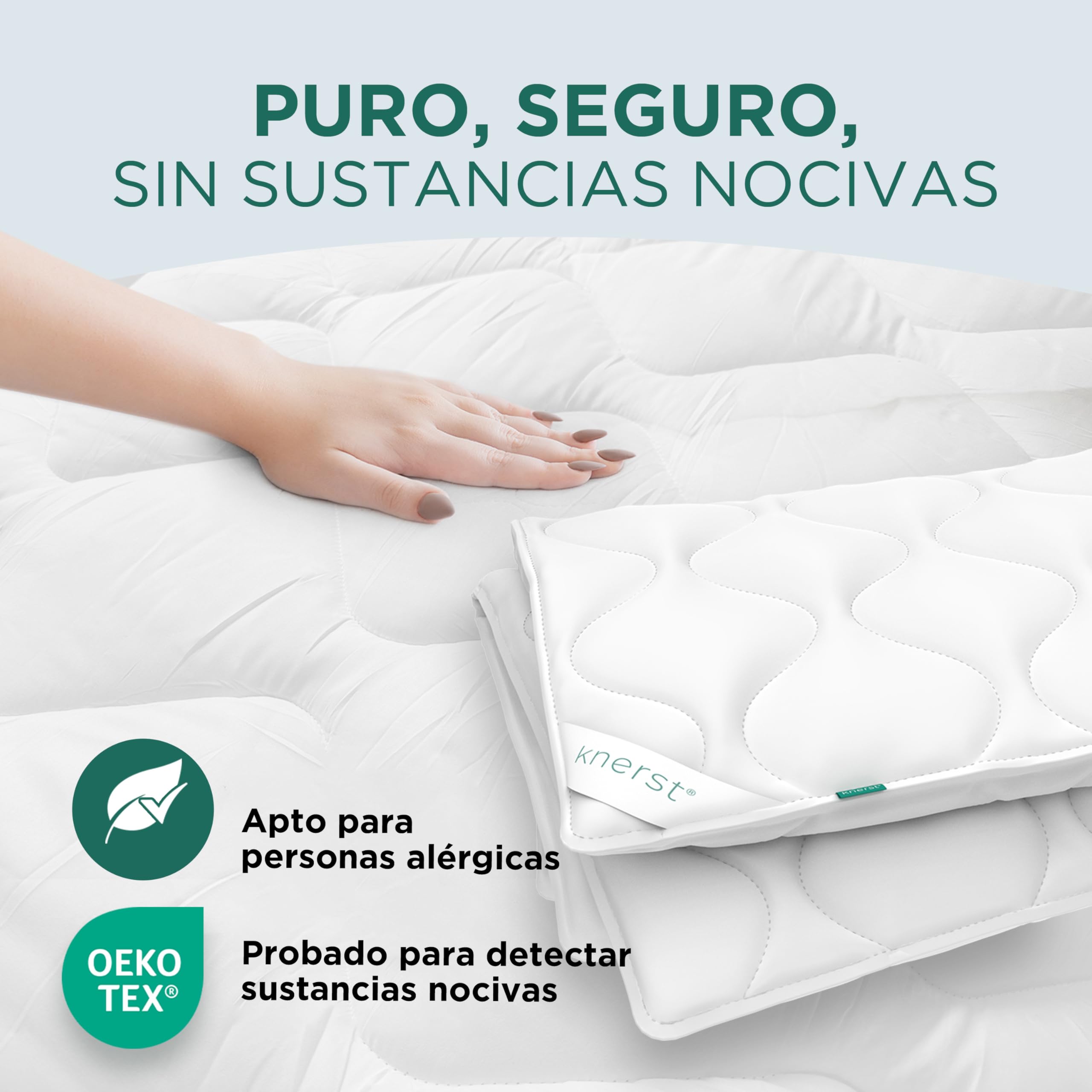 KNERST® Edredón de Verano 200x200 – Edredón Ligero y Transpirable – Relleno Nórdico de Microfibra para Cama – Nórdico de Verano Lavable y Suave
