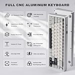 YUNZII AL66 Wireless Mechanical Keyboard,65% Knob Control Aluminum Gaming Keyboard Bluetooth/2.4G/Wired Hot Swappable Pre-lubed Switches, Gasket Mounted RGB Keyboard for Win/Mac(Milk Switch, Silver)
