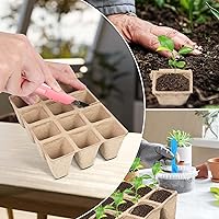 Vista 4 de 10 paquetes de bandejas de inicio de plántulas, 120 celdas biodegradables macetas de iniciación de semillas, kit de bandeja de germinación