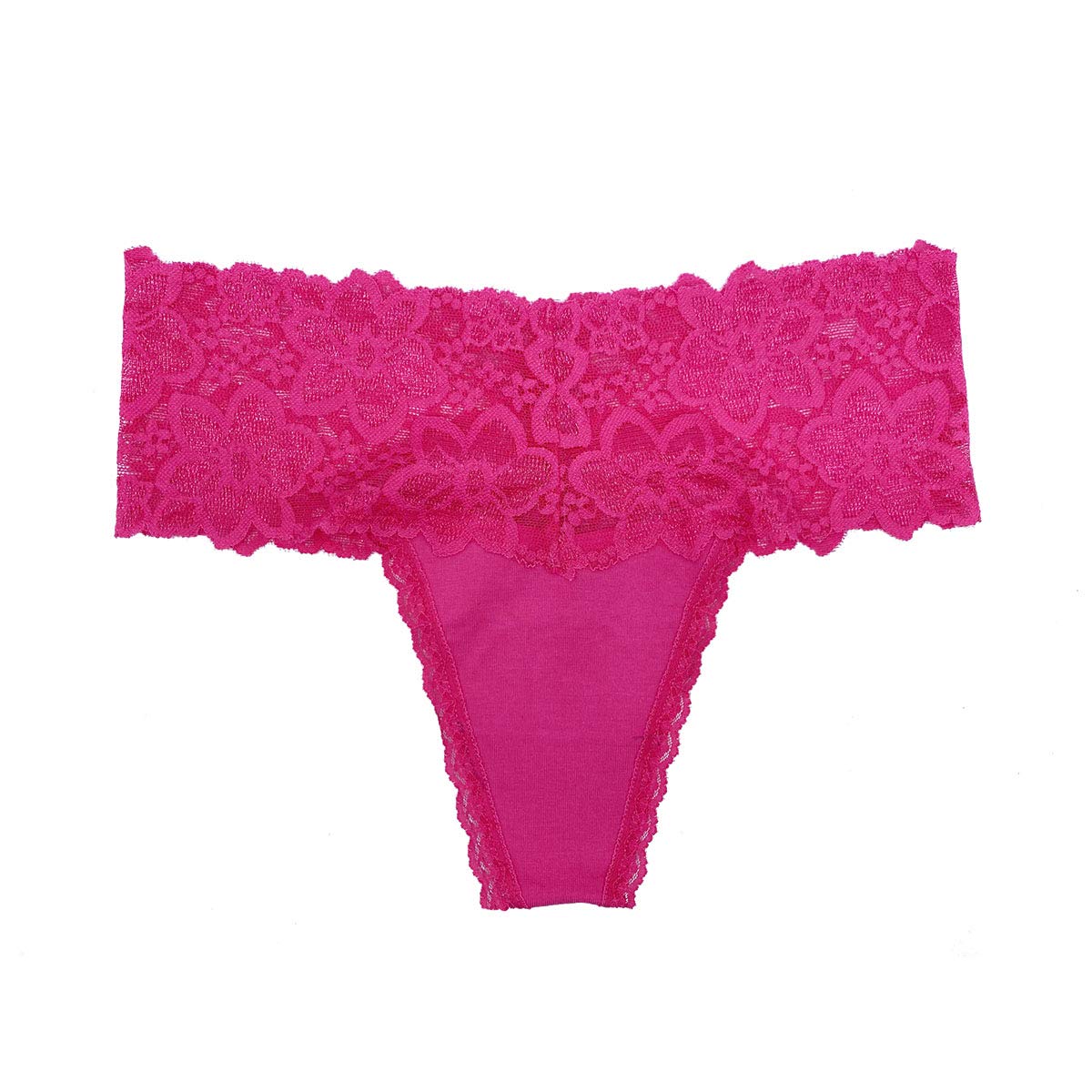 WKFIINM Pack 6 High Waisted Lace Thong for Women Cotton Underwear Plus Size High Rise Retro Tummy Control Thongs Panties: Large Assorted 6 Cotton Thongs