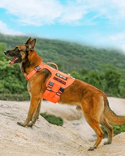 Miniatura 7 de OneTigris Arnés táctico para perro grande, chaleco metálico para perro con paneles de gancho y bucle, ajustable militar, fácil de poner, chaleco