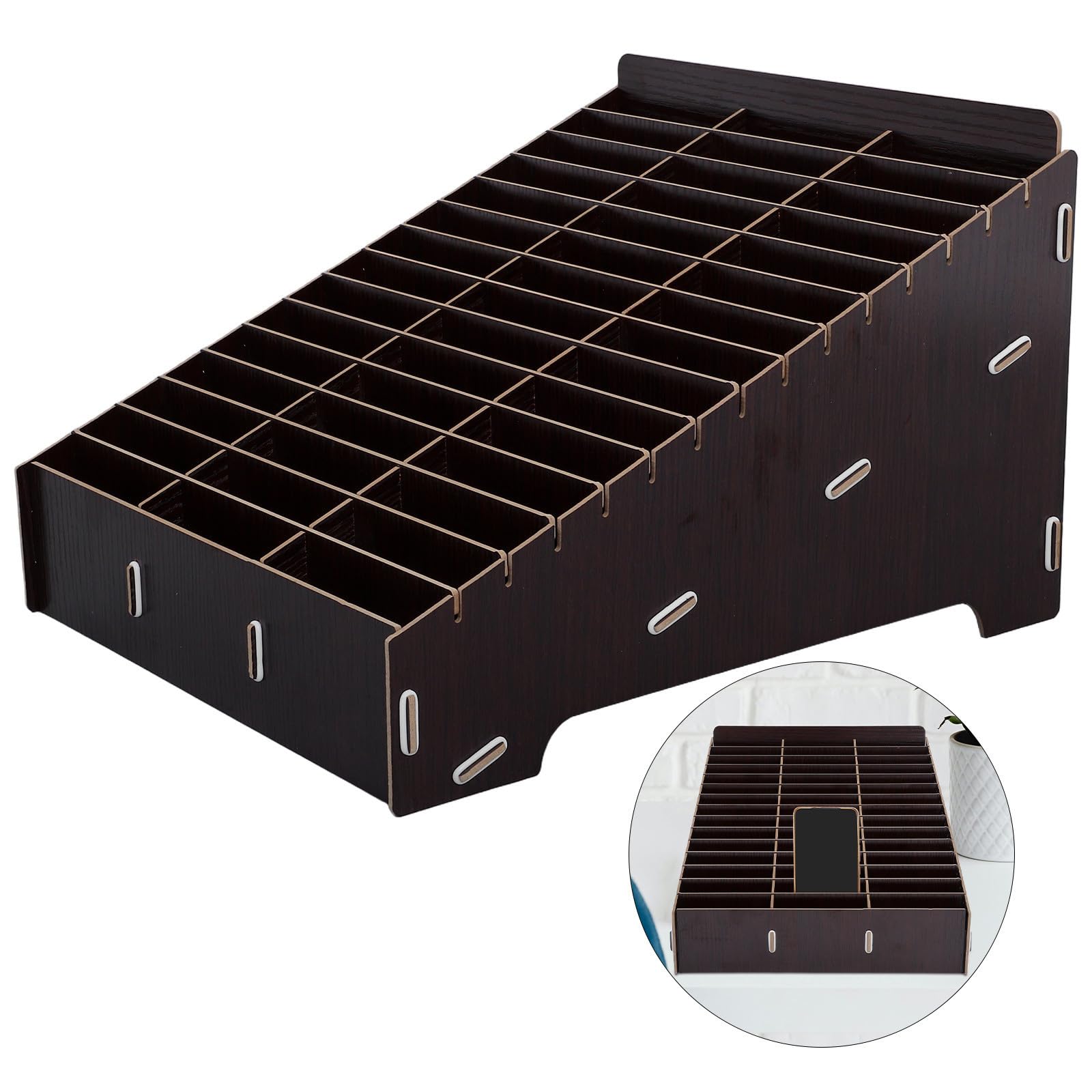 HOMSFOU Scatola Organizer in Legno per Telefoni, 45 Scomparti, Acero