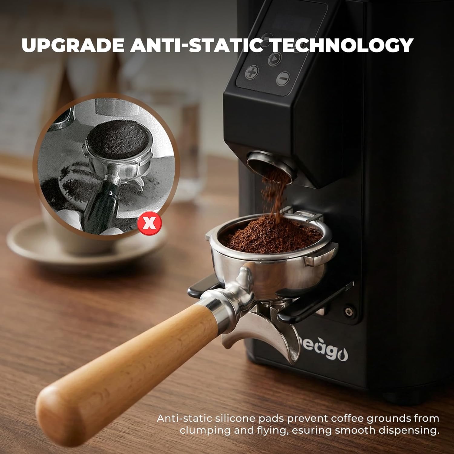 Commercial Heavy-Duty Coffee Grinder 400W, Anti-Static with 35oz Hopper, 64mm Flat Burrs & 8 Grind Settings for Cafe & Home