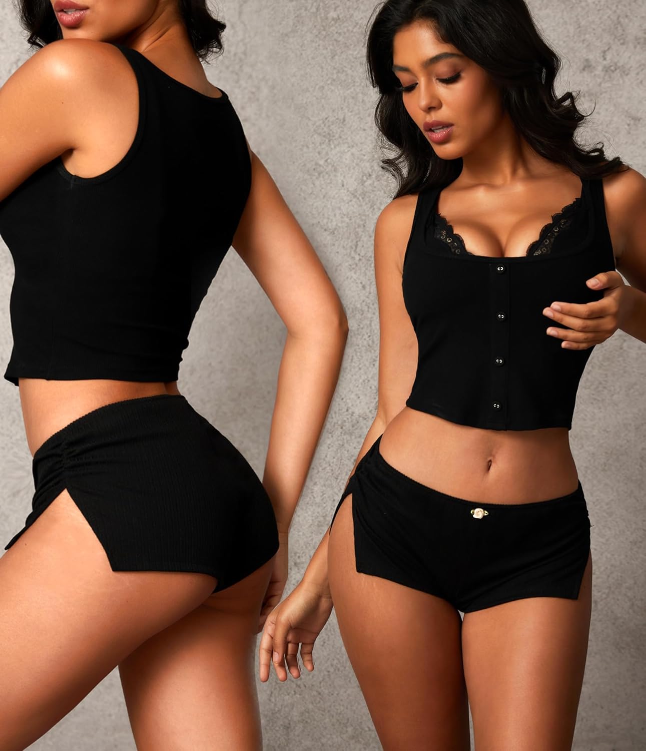 OZICERD Low Rise Booty Shorts Micro Mini Pajamas Shorts for Women Cute Boy Short Side Slit Ruched Lounge Pj Bottoms - Image 5