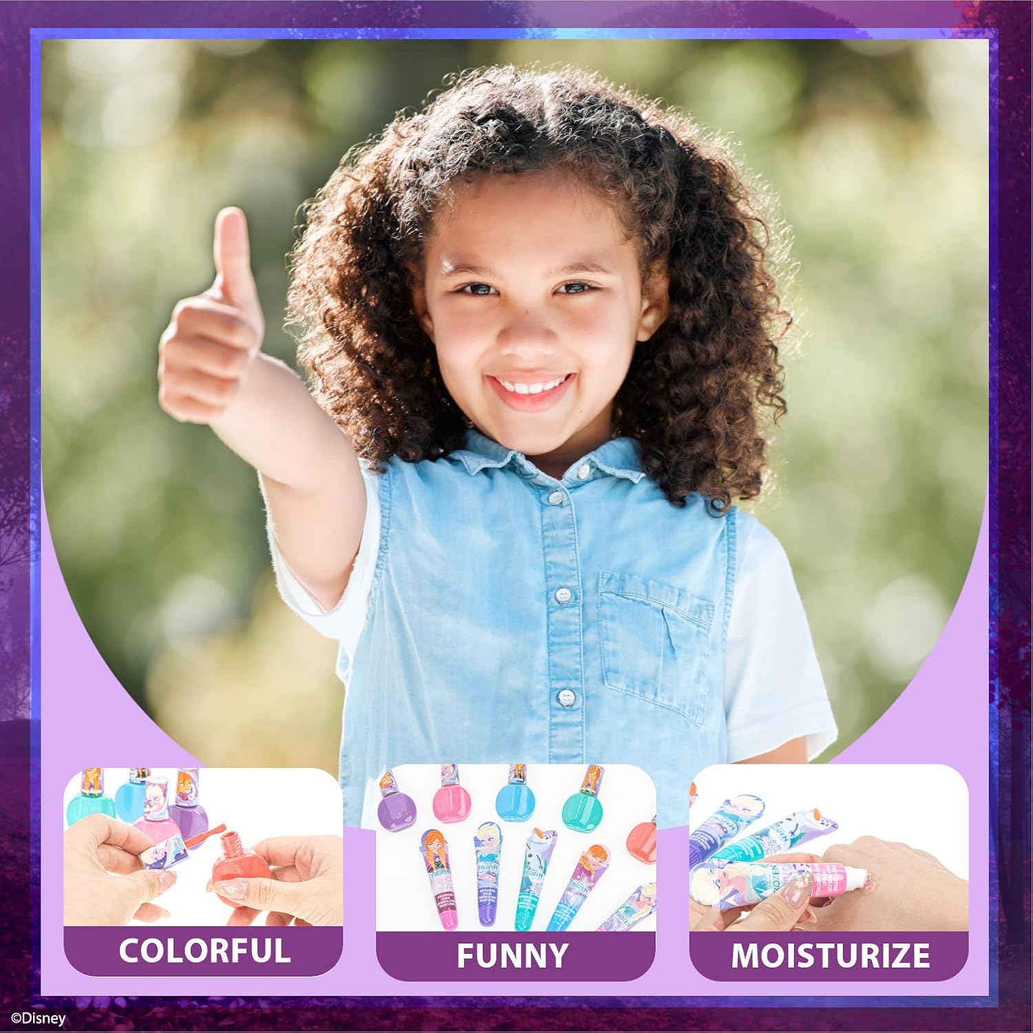 Disney Frozen Kids Lip Gloss and Nail Polish Set Kids Makeup Set Age 3+ | Perfect for princess dress-up, kid sleepovers and birthday party entertainment