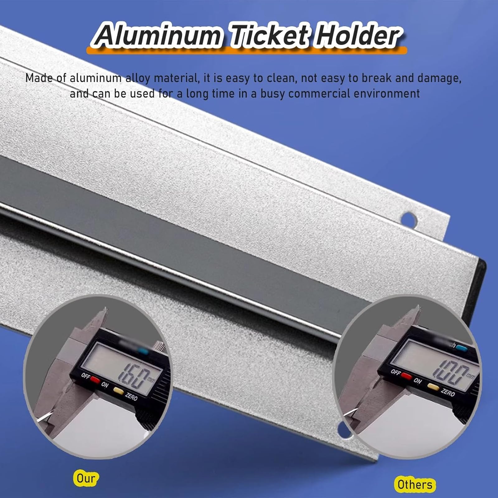 Tab Grabber, Quittungshalter aus Aluminium, Clip-Bestellanzeigeschiene, zum Aufbewahren von Bestellungen, Tabs oder Papieren, für Küchencafés, Pubs und Bars (30–100 cm mit Schrauben und Aufkleber)