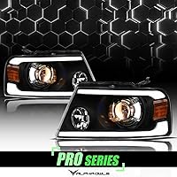 Vista 43 de Alpha Owls 8711378 Projector Headlights With Switchback Sequential LED Bar & Startup Light - Black Amber Fits 2004-2008 Ford F150 / 2006-2008