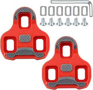 Calas de Ciclismo para Look Keo Rojo Giro Ángulo Giro 9° Bicicleta Carretera, Cleats Pedales Carretera con Tornillos y Llave, para Interior Exterior, Superficie Antideslizante TPU
