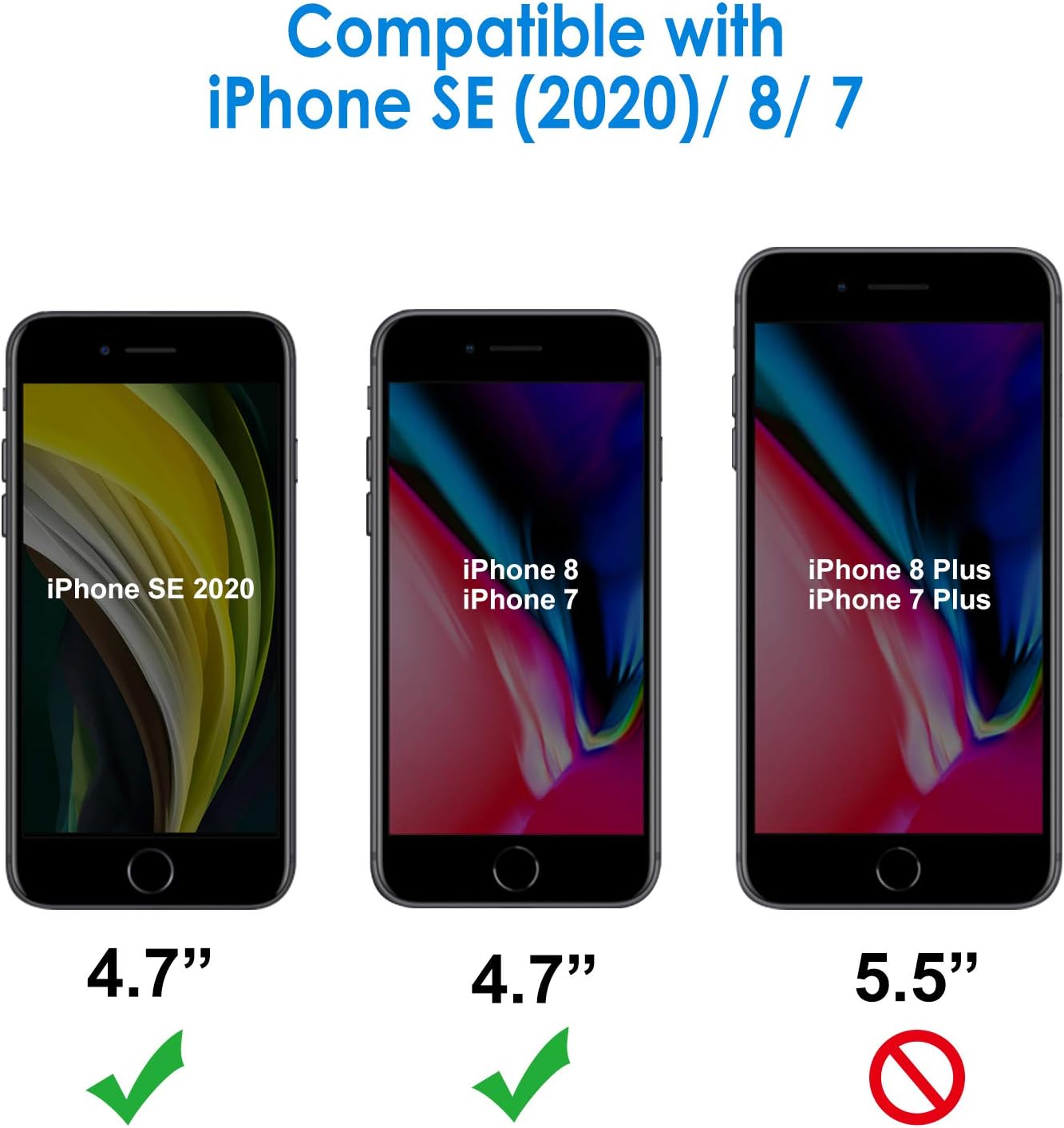 JETech Screen Protector for iPhone SE 2020, iPhone 8 and iPhone 7, 4.7-Inch, Full Coverage Tempered Glass Film (Black)