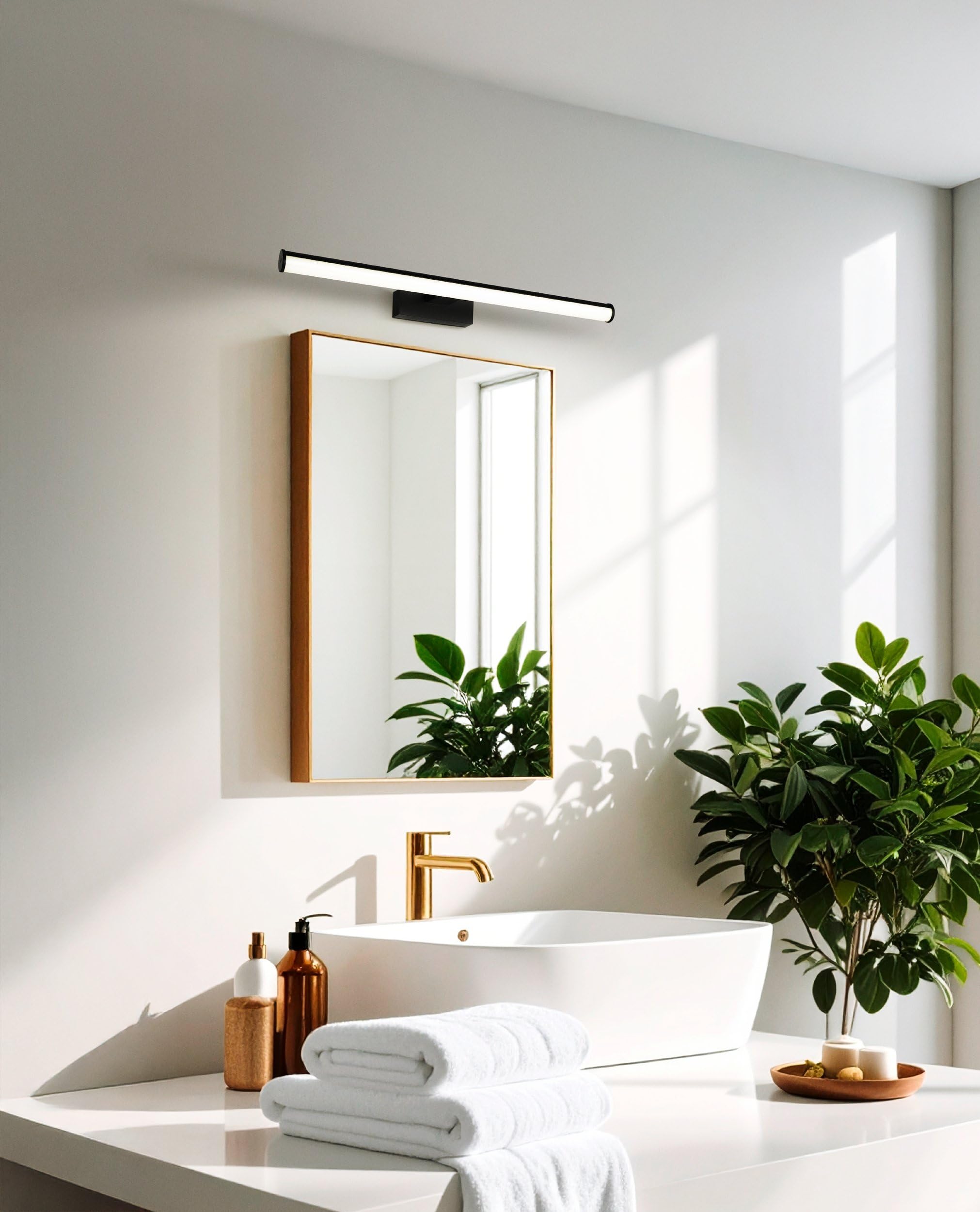 Eglo LED lampada specchio Vadumi, luce bagno, illuminazione specchio in | plastica nero e bianco, luce neutra, IP44, L 60 cm