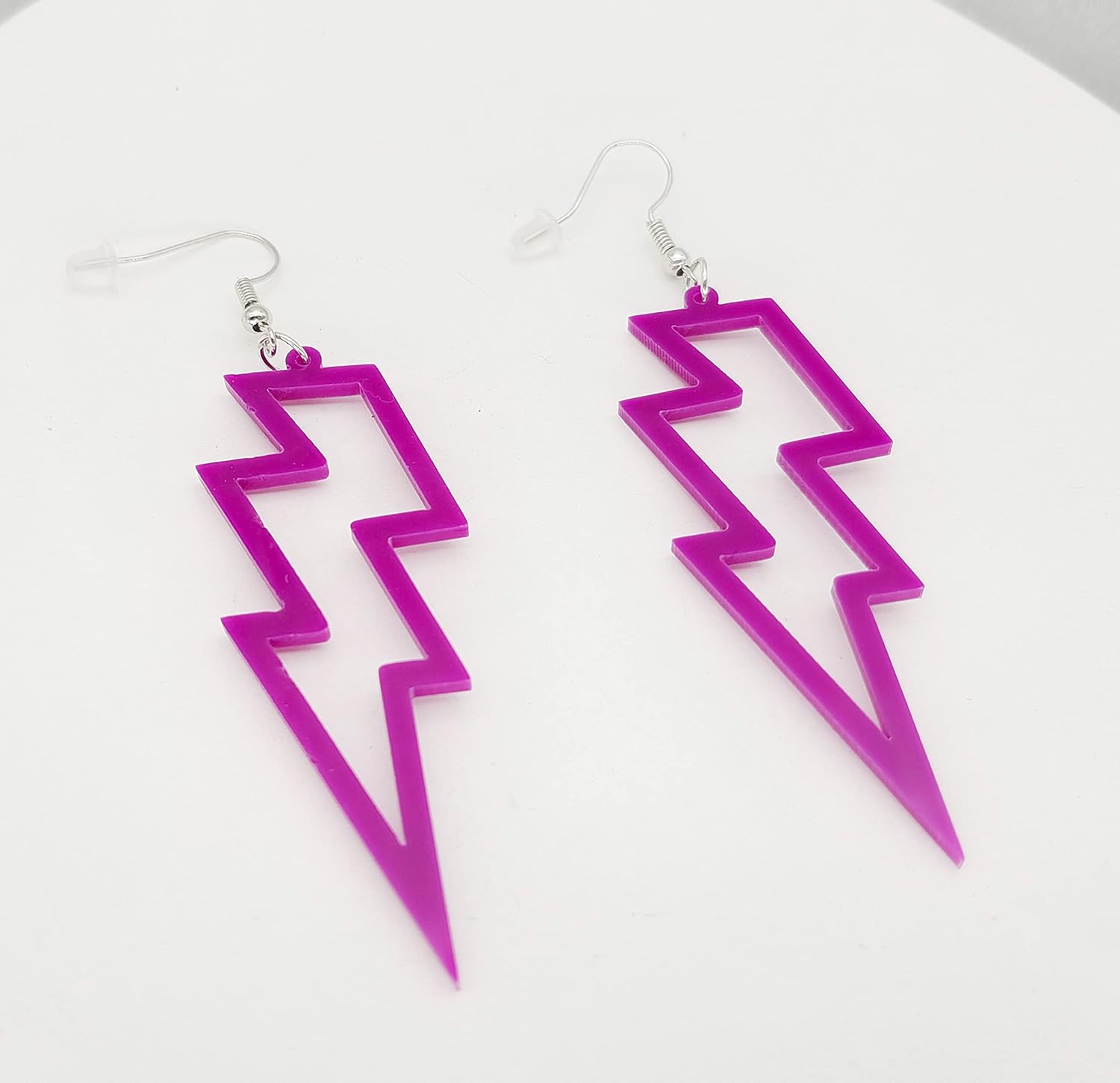 80s Neon Earrings Hollow Lightning Bolt Halloween Punk Retro Earrings for Women 80's Party Accessories - Image 4