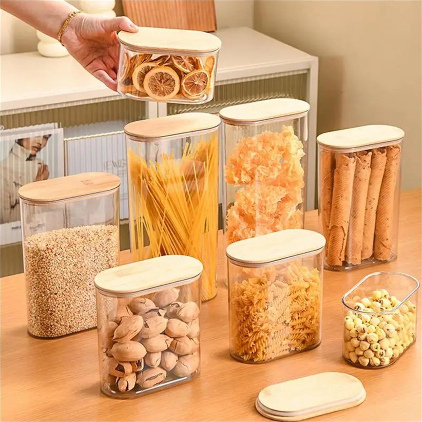 Frascos de almacenamiento cuadrados con tapa for granos café, contenedores frutas secas, organizadores cocina, 2 uds Para Alimentos(2000ML)