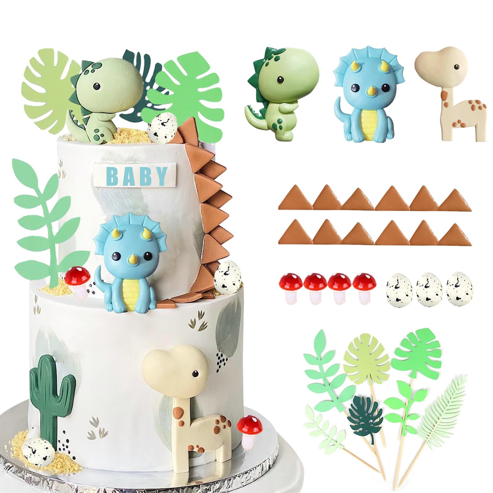 Lot De 10 Décorations De Gâteau Dinosaures Mignonnes - Thème Dinosaures Idéal Pour Anniversaires Enfants Et Fêtes Prénatales