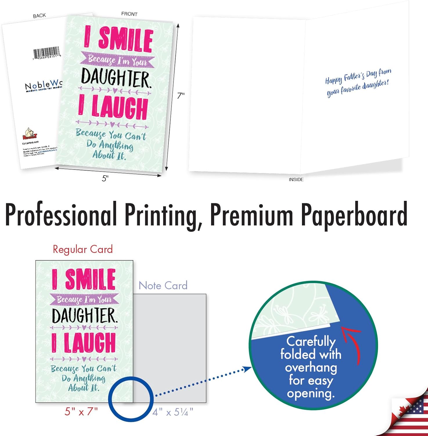 NobleWorks 20 Assorted Box Set Hilarious Father's Day Greeting Cards w/ 5x7 Envelopes For Men, Him (10x2 Designs) Dad Laughs AC10901FDG-B2x10