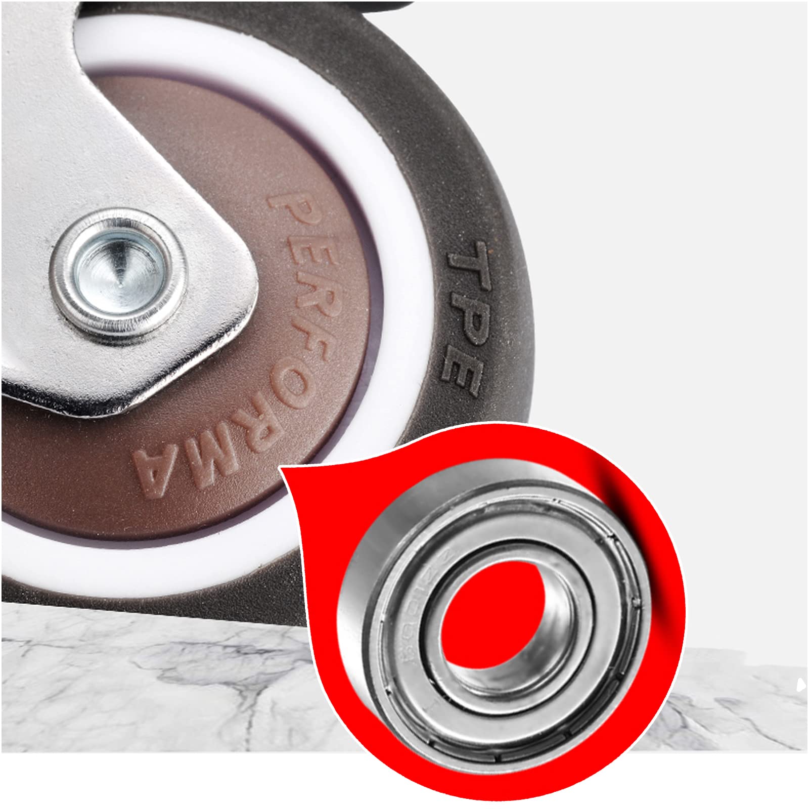 roulettes pivotantes Robustes en Caoutchouc TPE pour Chariot de Courses, roulettes de Rechange à Tige filetée M10 x 25 mm, pour lit bébé, Meuble, Table, 4 pièces (universelles, Ø 50 mm)