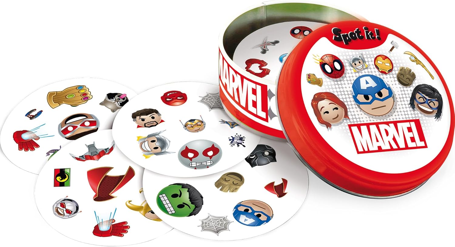 Spot It! Marvel Emoji Card Game (Eco-Blister) - Fast-Paced Matching Game Featuring Marvel Superheroes, Fun for Families, Kids & Adults, Ages 6+, 2-8 Players, 15 Minute Playtime