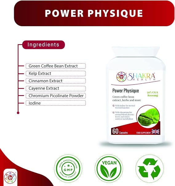 Power Physique | Unique High Strength Green Coffee Bean Kosher Tablets for Healthy, Natural Weight, Vegan & Metabolism Boost | Spiritually Aligned Supplements. Shakra Health
