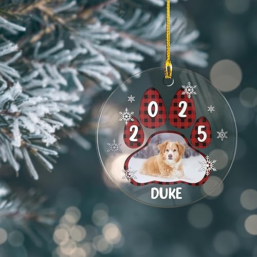 Vista 34 de SANDJEST Adornos personalizados de cerámica con foto personalizada para cachorros de primera Navidad 2024 para amantes de los perros, corazones