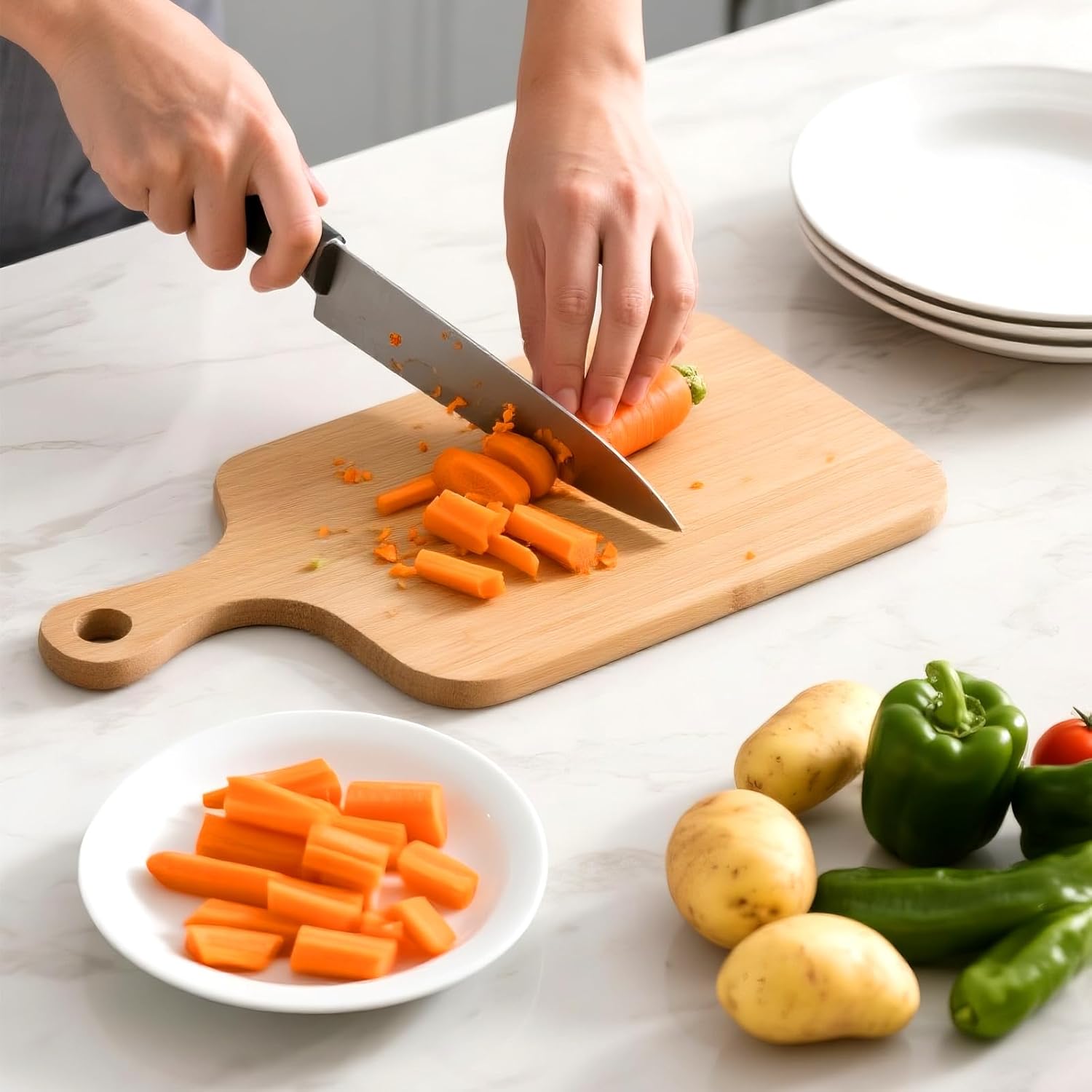 HAKZEON 6 Pack 11x5 Inch Cutting Board Bulk, Wood Chopping Board Blank, Small Bamboo Laser Engraving Charcuterie Serving Boards, Bamboo Wooden Chopping Boards for Kitchen, Wedding Present - Image 7