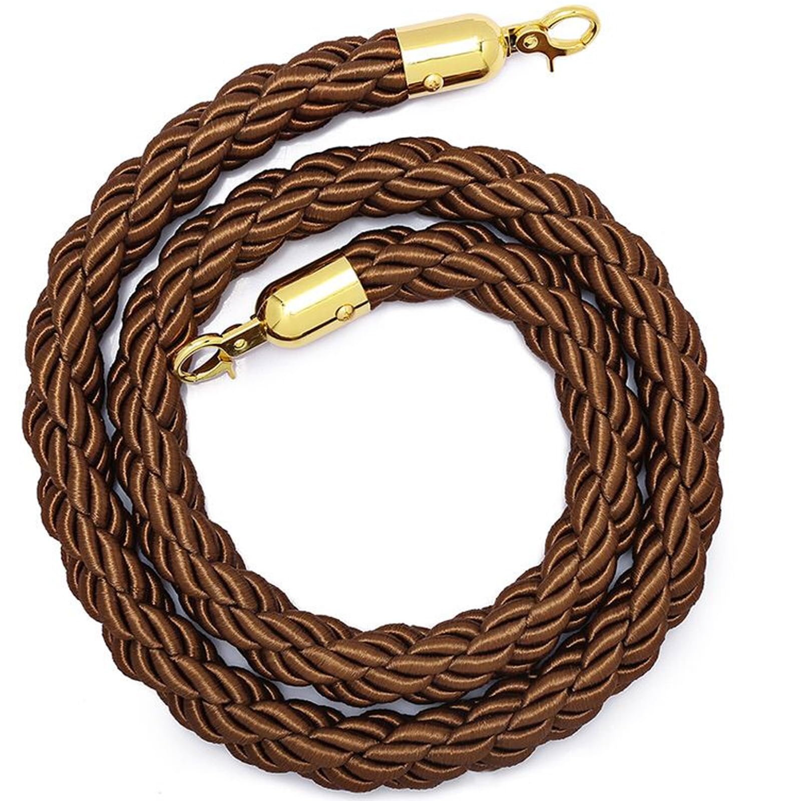 CAIFEXUE 1/1.5/2/2.5/3.0M Queue Barrier Ropes with Hook,Stanchion Rope,Crowd Control Rope, Braided Hemp Rope for Queue Divider,Rope Safety Barrier/Brown/1M