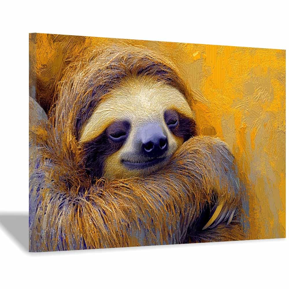 JOSUE Animal Canvas Wall Art Cute Poster Wall Artworks Pictures for Living Room Bedroom Home Office Decoration(Brown 88)-40x60cm Framed