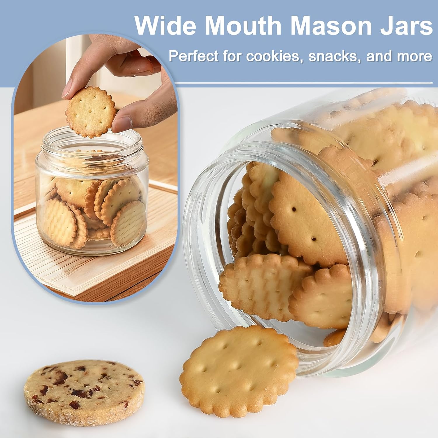 Overnight Oats Containers with Lids, 10oz Wide Mouth Mason Jars with Lids, 9 Pack Glass Jars with Airtight lid for Chia Pudding Yogurt Salad, Meal Prer Oatmeal Jars image 3
