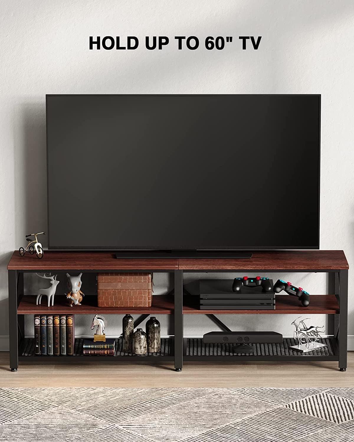 NOBLEWELL HOME NWRTS3E TV Stand 55 Inch, Vintage Red : Everything Else