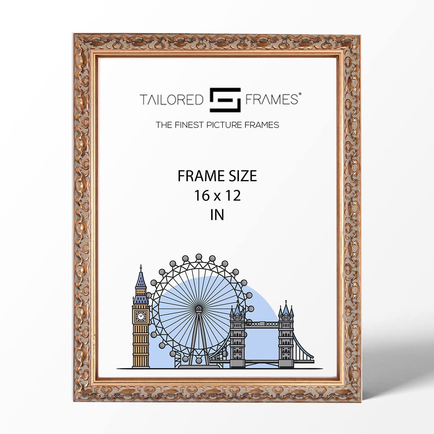 Tailored FramesVienna Gold 16" x 12" | Rustic Style Vintage Single Picture Frame | Wall Hanging Type | Photo Frame Without Mount