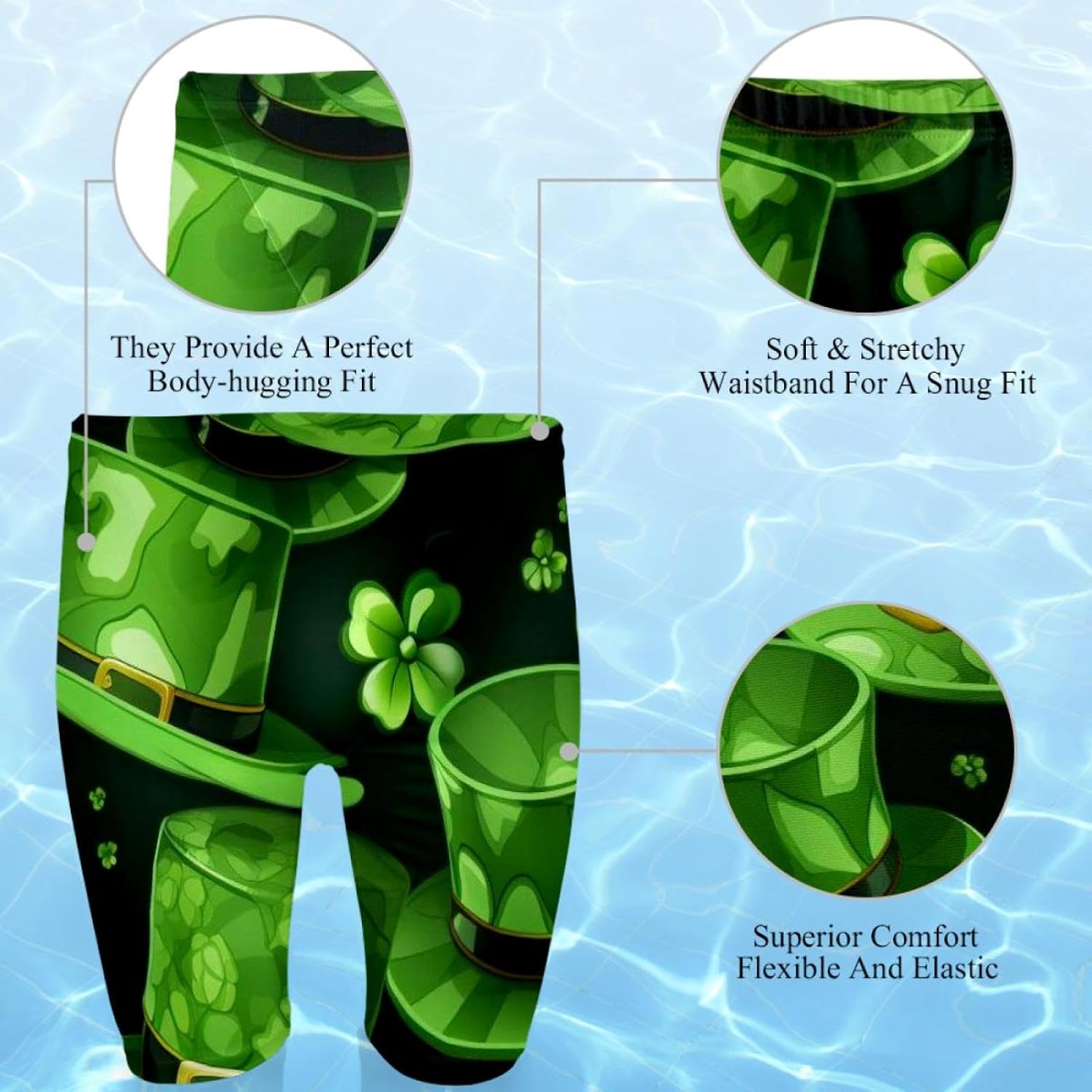 St Patrick's Day Swimsuit Mens Swim Jammers Endurance Long Racing Training Swimsuit