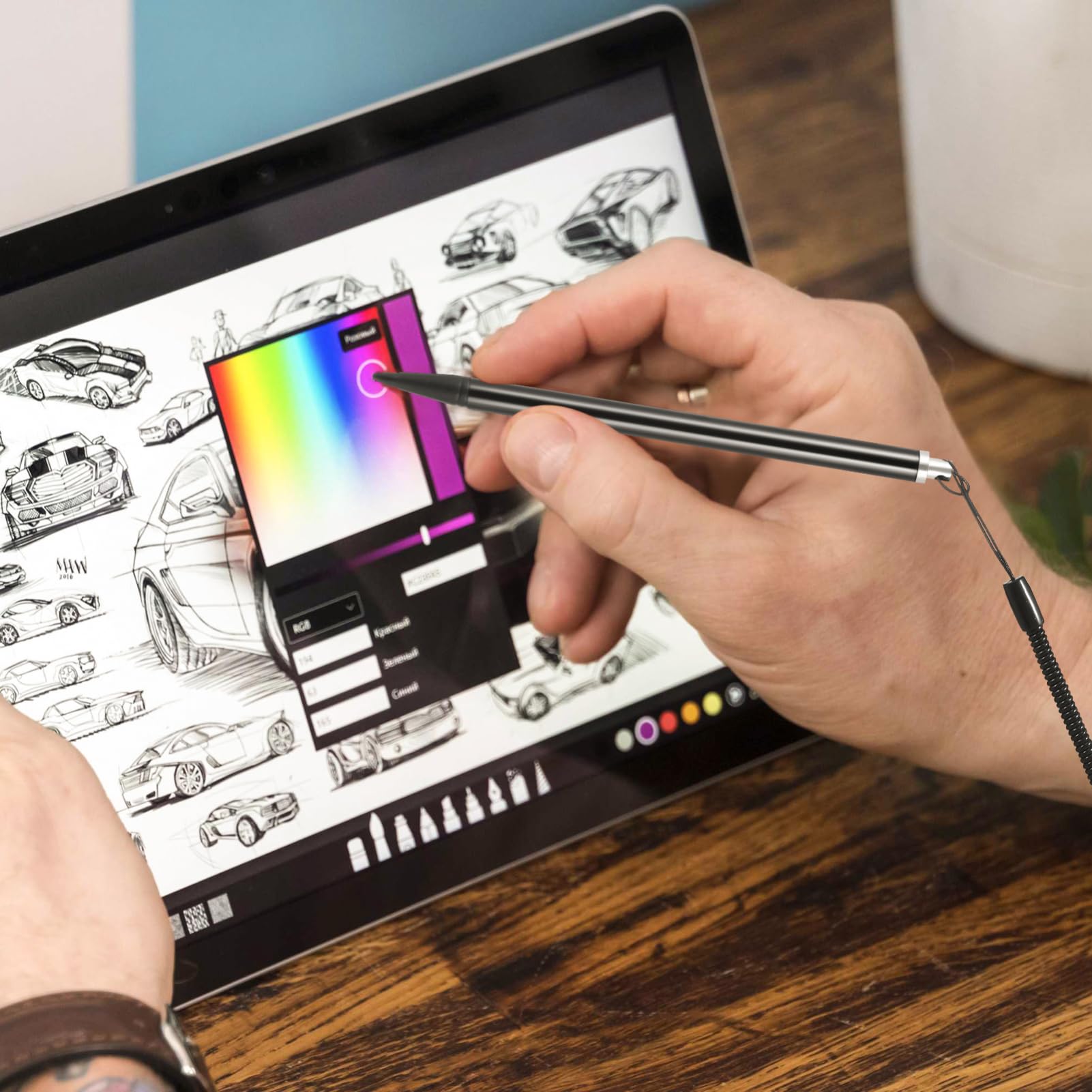 OSALADI Stylet Résistif avec Dragonne et Support pour Écrans Tactiles Stylo de Précision