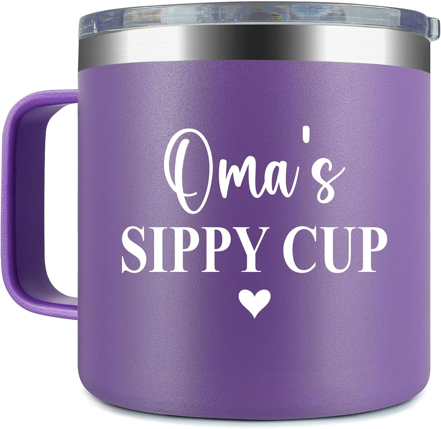 Oma’s Sippy Cup Travel Mug With Handle – Oma Tumbler Handle – Birthday Gifts For Oma – Daughter – New Oma Gifts – Mothers Day Gift – Parent Gift – Oma Mug, 14oz