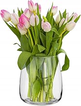 TREND FOR HOME Decorative Vase A: 22.5 cm Transparent Glass Round Vase Vases for Roses Pampa Tulips Dried Flowers Centerpiece Decorative Living Room,Ø 19 cm, 5100 ml, Zinnia