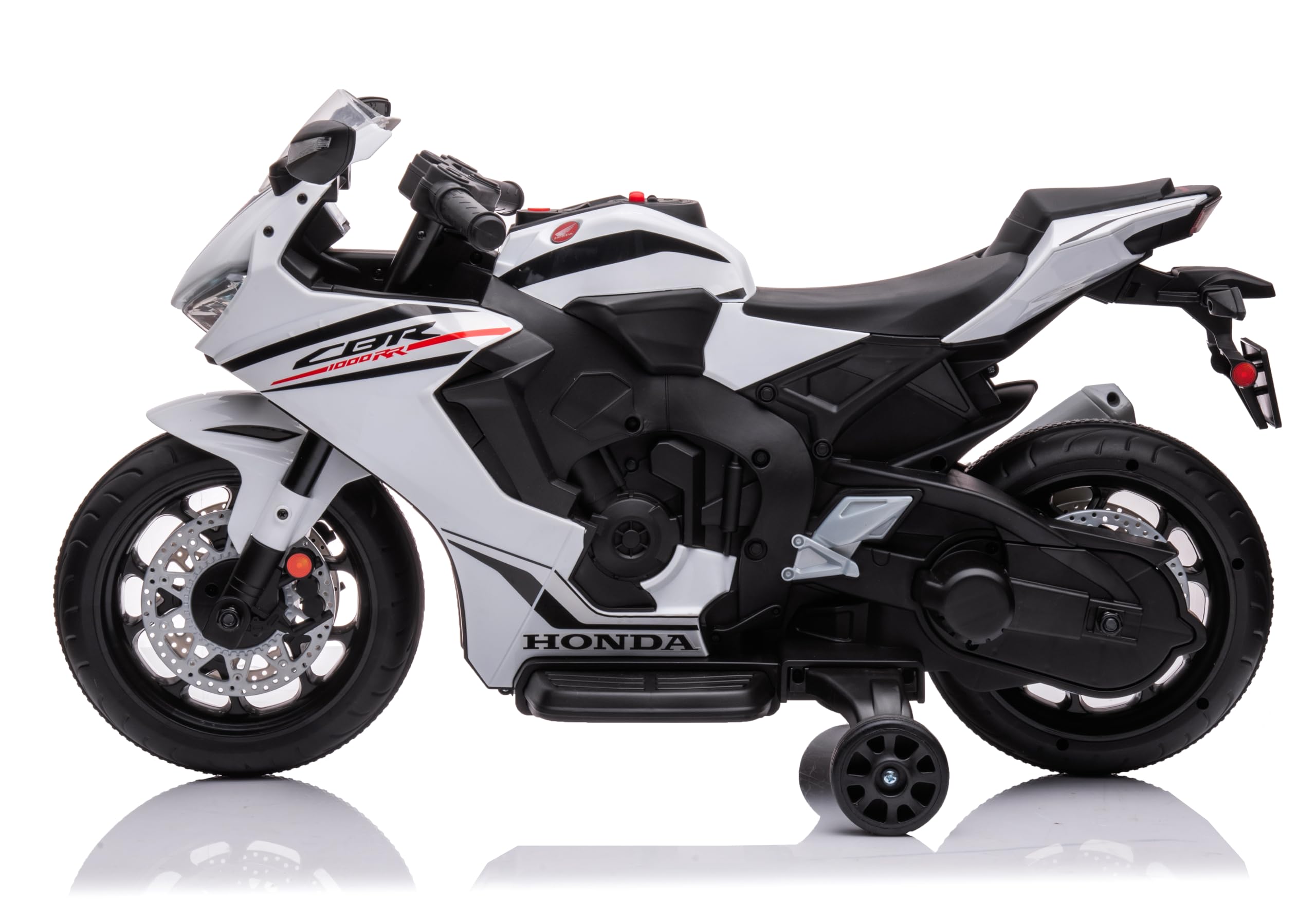 Moto électrique pour Enfants CBR 1000RR, Moto pour Enfants 12V Véhicule pour Enfants Véhicule électrique avec 2 Roues stabilisatrices Amovibles pour Les Enfants à partir de 3 Ans (Blanc)