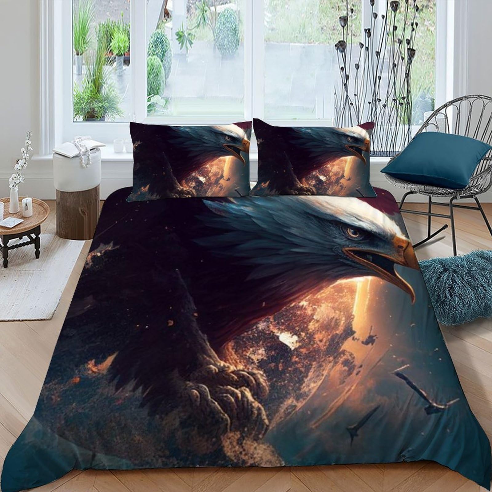 AquilaDecoración De La Habitación Juego De Ropa De Cama, 3D Niños 3 Piezas Microfibra 2 Funda De Almohada CremalleraKing（220x240cm）