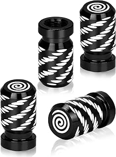 4 Pcs Tire Valve Stem Cap Cover, Universal Premium Metal Knurled Tire Air Caps, Corrosion Resistant Leak-Proof Wheel Tyre Stem Covers Accessories for Cars Motorcycle Bike (Black)