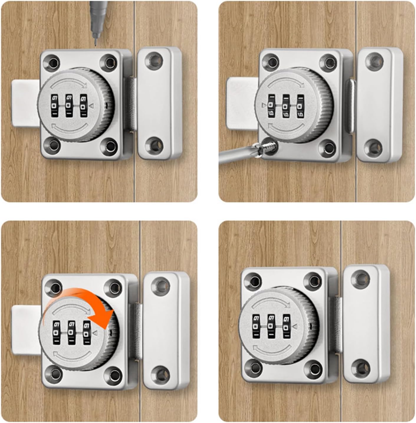 Combination Lock, Keyless 3-Digit Password Cabinet Latch for Barn Door, Household Security Coded Lock, Metal Safety Hardware for Home Office Storage Supplies