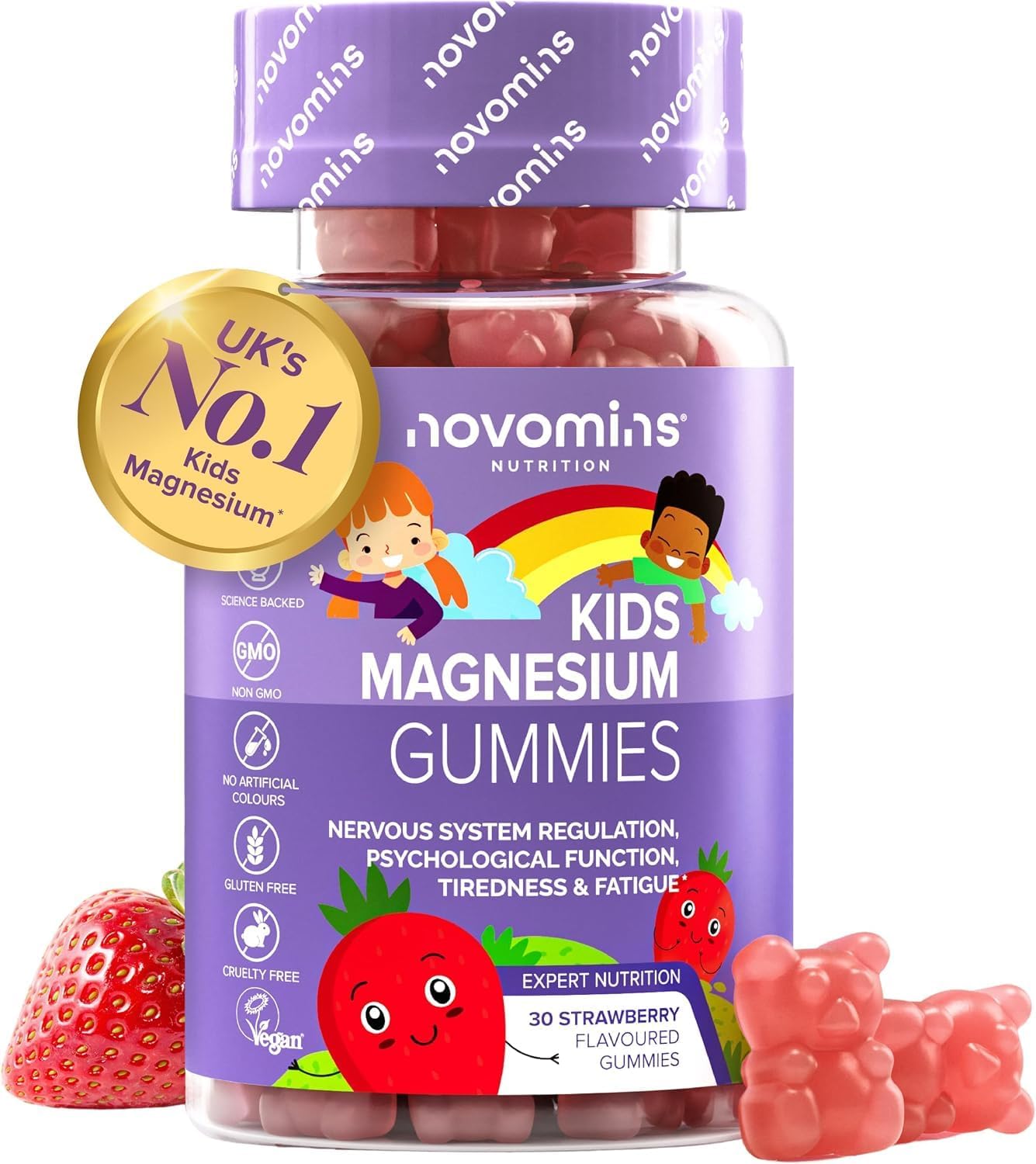 Kids Magnesium Gummies | 546mg Magnesium Citrate I 30 Gummies| Novomins