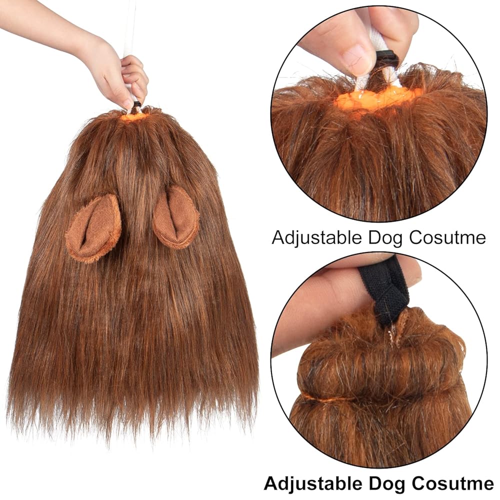 Realistic Dark Brown Lion Mane for Medium - Large Dogs thumbnail 4
